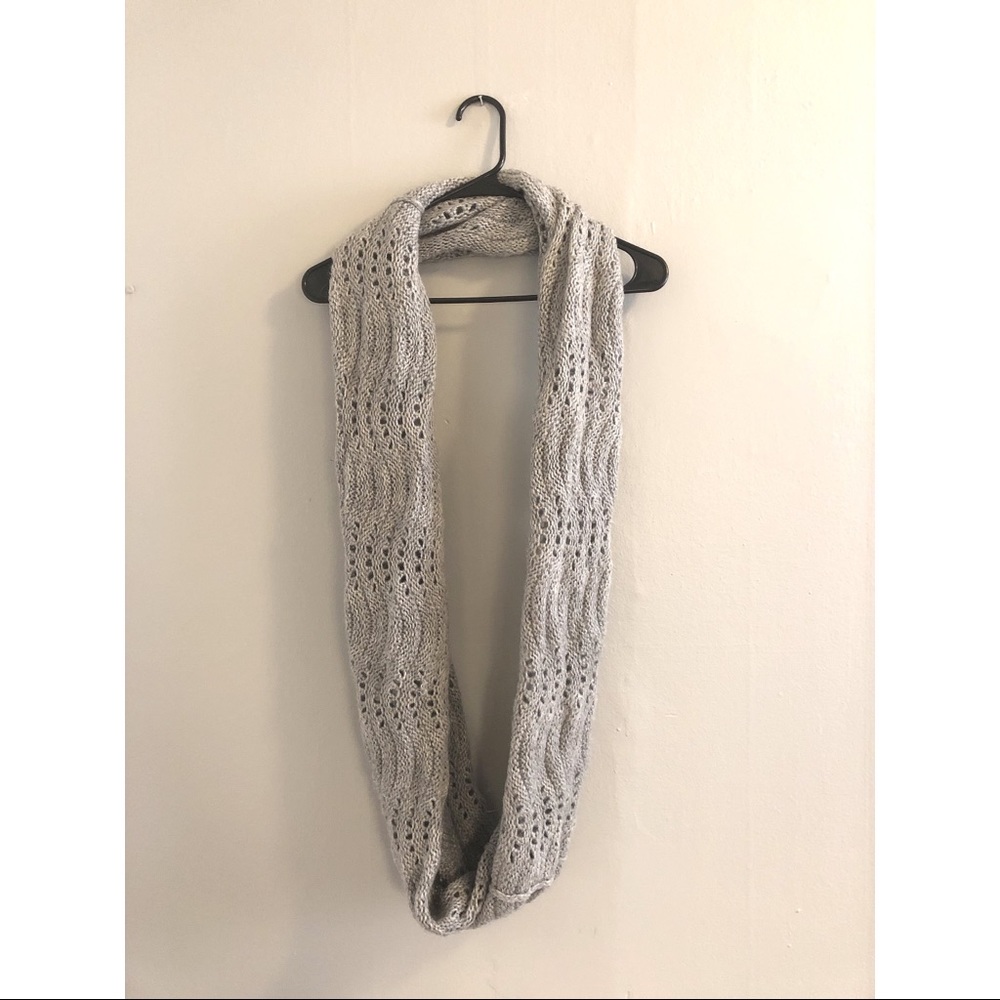 Grey knit infinity scarf